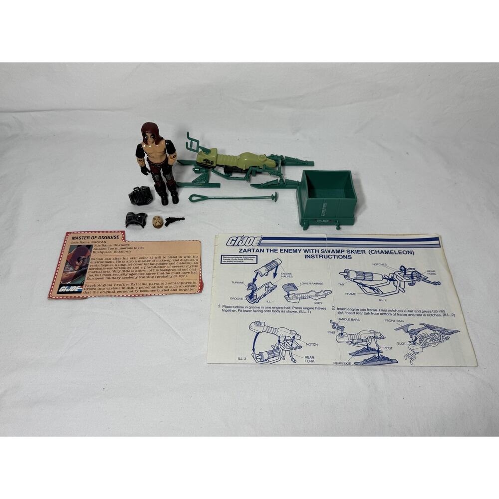 Vintage GI Joe Zartan Swamp Skier Chameleon Figure 1984 Hasbro 100% Complete